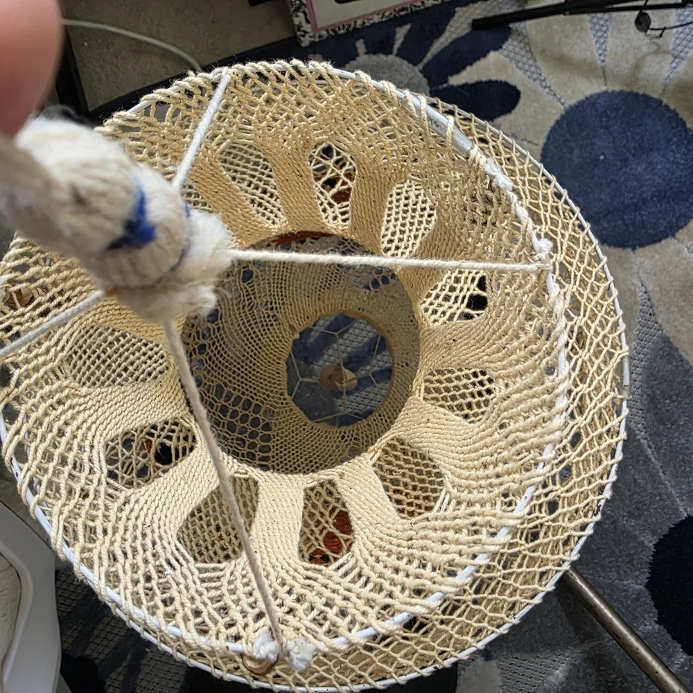 Vintage Handmade Boho Crochet Round Suspension Lampshade Lantern